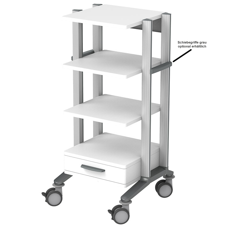 doppio 60 Gerätewagen 2, weiß, mit 4 Ab- lageplatten, 1 Quertraverse, 1 Schublade