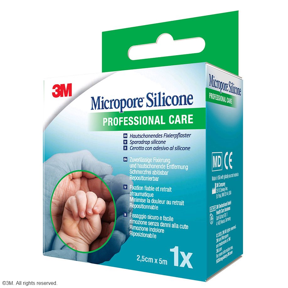 3M Micropore Silicone Silikonpflaster blau 2,5 cm x 5 m einzeln verpackt,