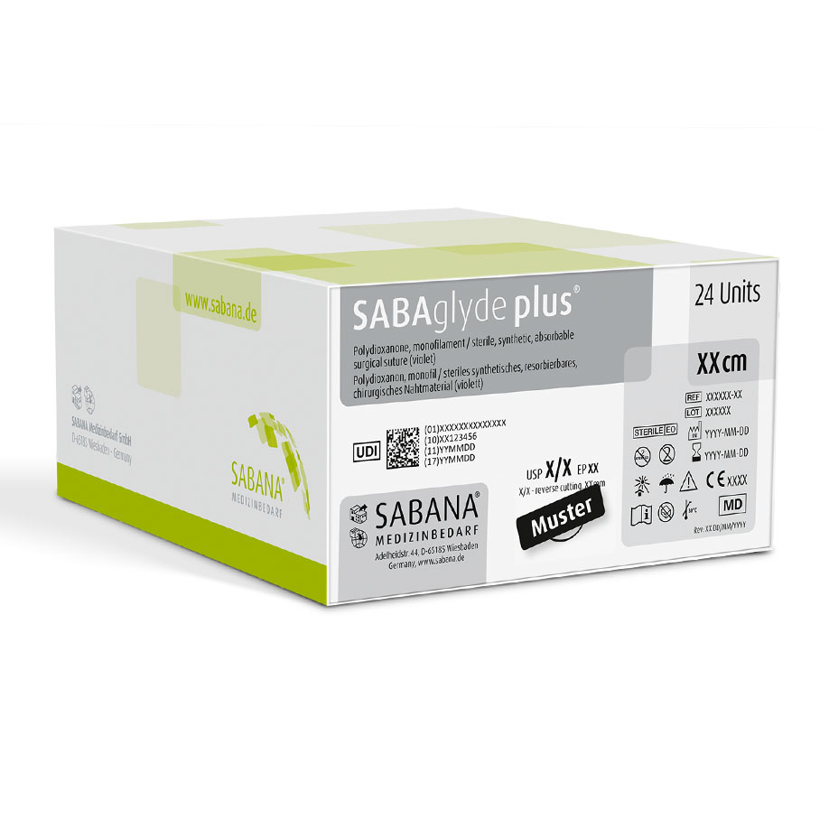 SABAglyde plus 4-0=1,5 violett monofil Nahtmaterial Fadenlänge 45 cm (24 Stck.)