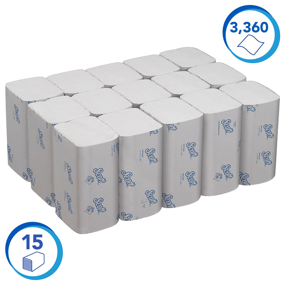 SCOTT Control Falthandtücher 1-lagig, weiß, 20 x 31,5 cm (15 x 224 Bl.)