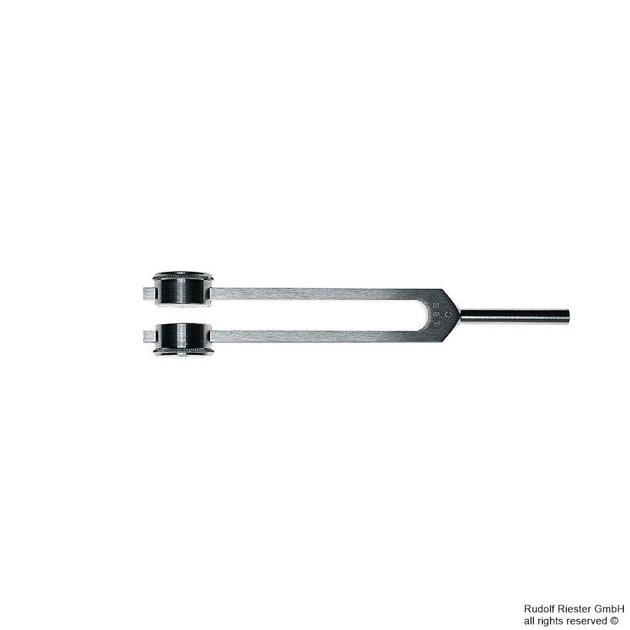 Stimmgabel c 128 Hz, Aluminium, mit Dämpfern